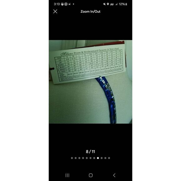 Milano large cobalt blue silver sequin beaded mini dress one shoulder strap form - Picture 7 of 10